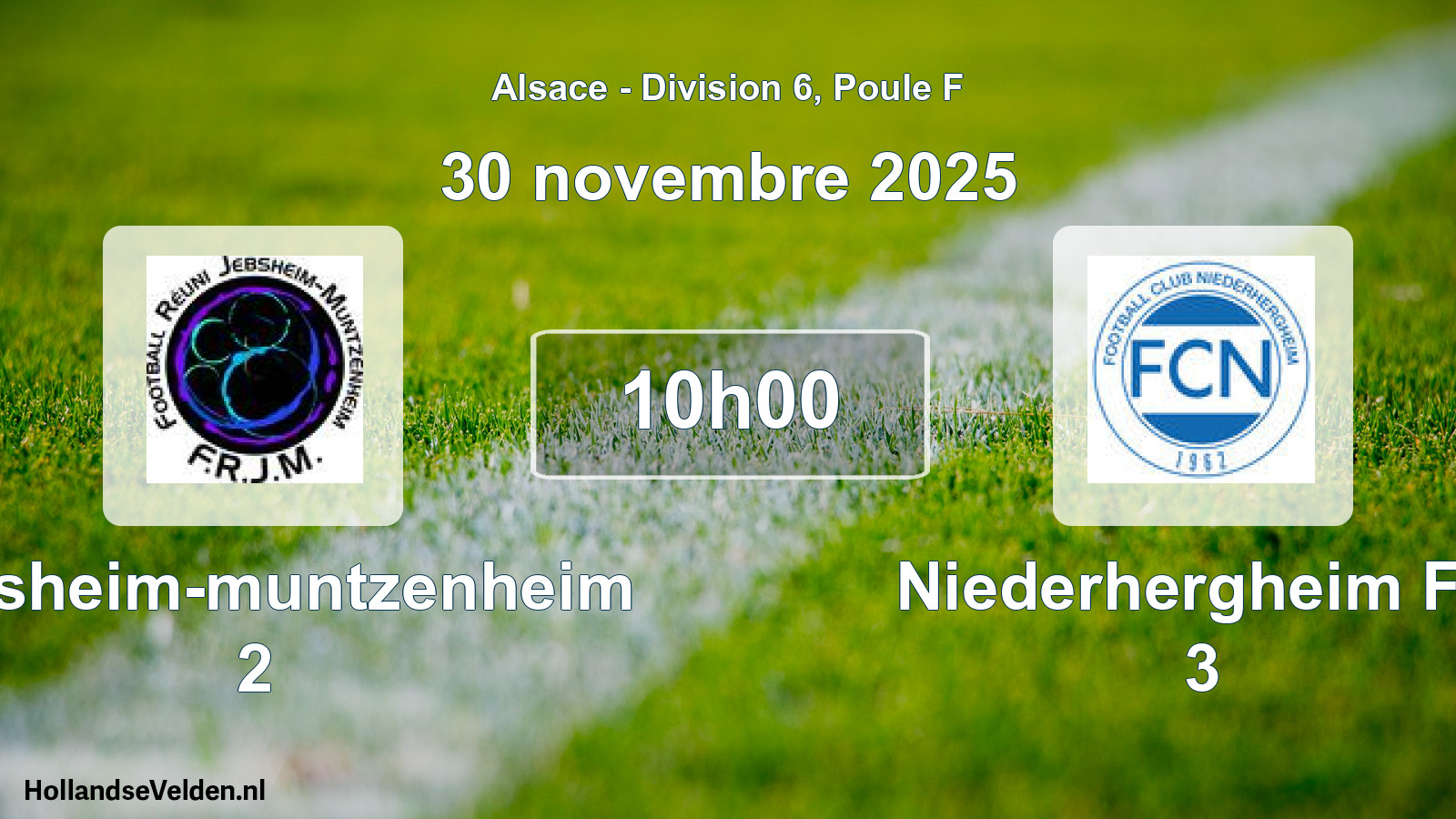 Match programmé: Jebsheim-muntzenheim 2 - Niederhergheim FC 3 (30 novembre 2025)