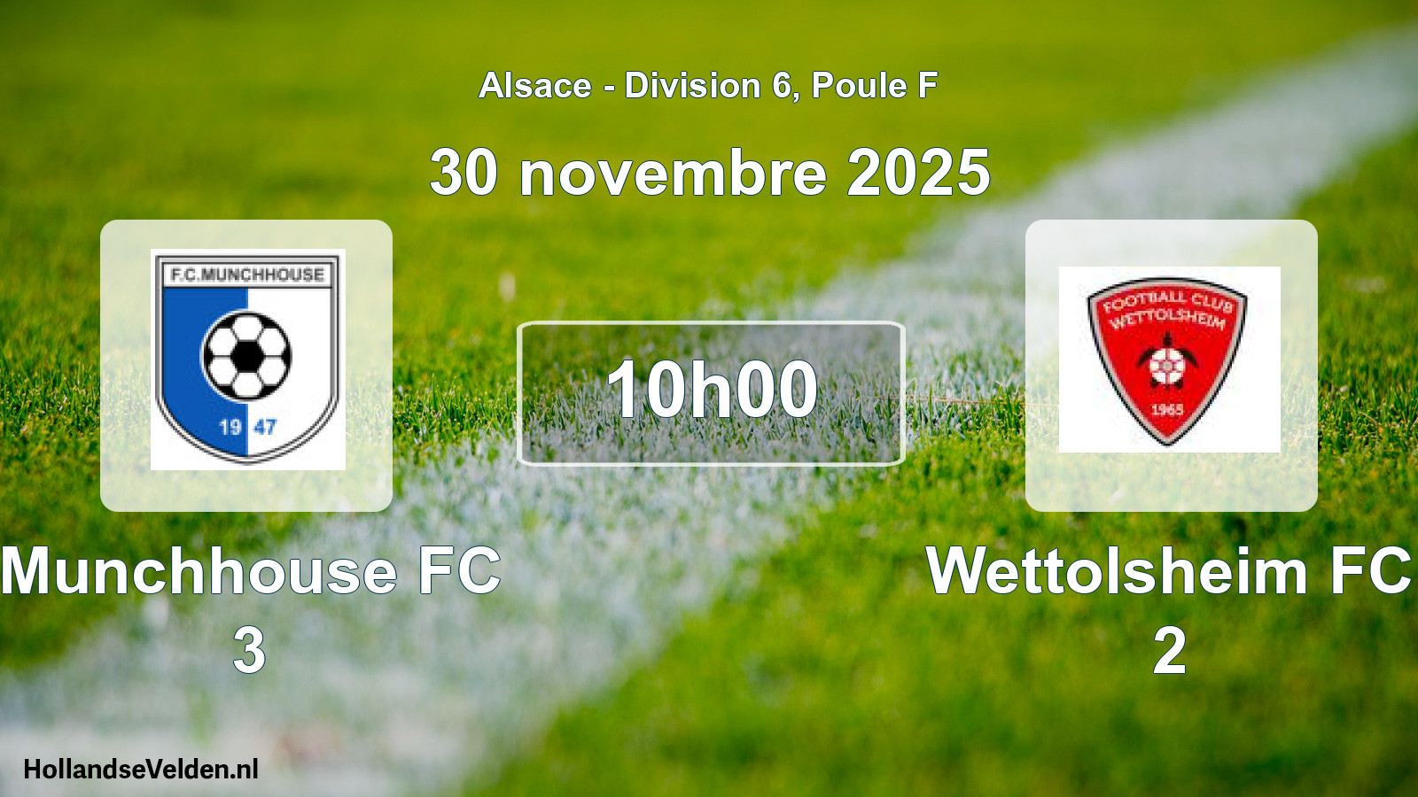 Match programmé: Munchhouse FC 3 - Wettolsheim FC 2 (30 novembre 2025)