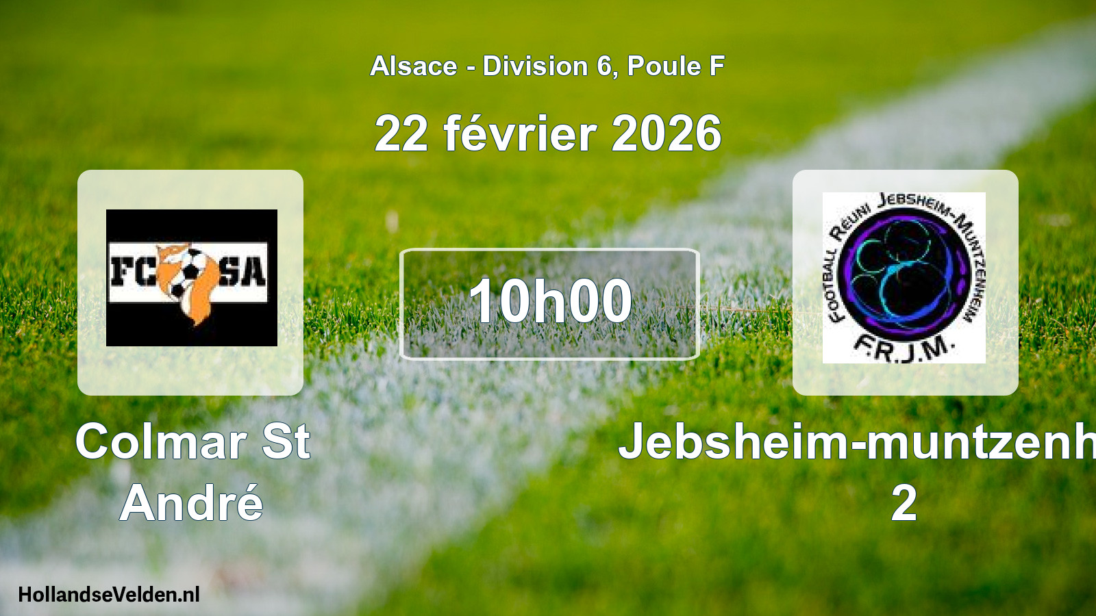 Match programmé: Colmar St André - Jebsheim-muntzenheim 2 (22 février 2026)