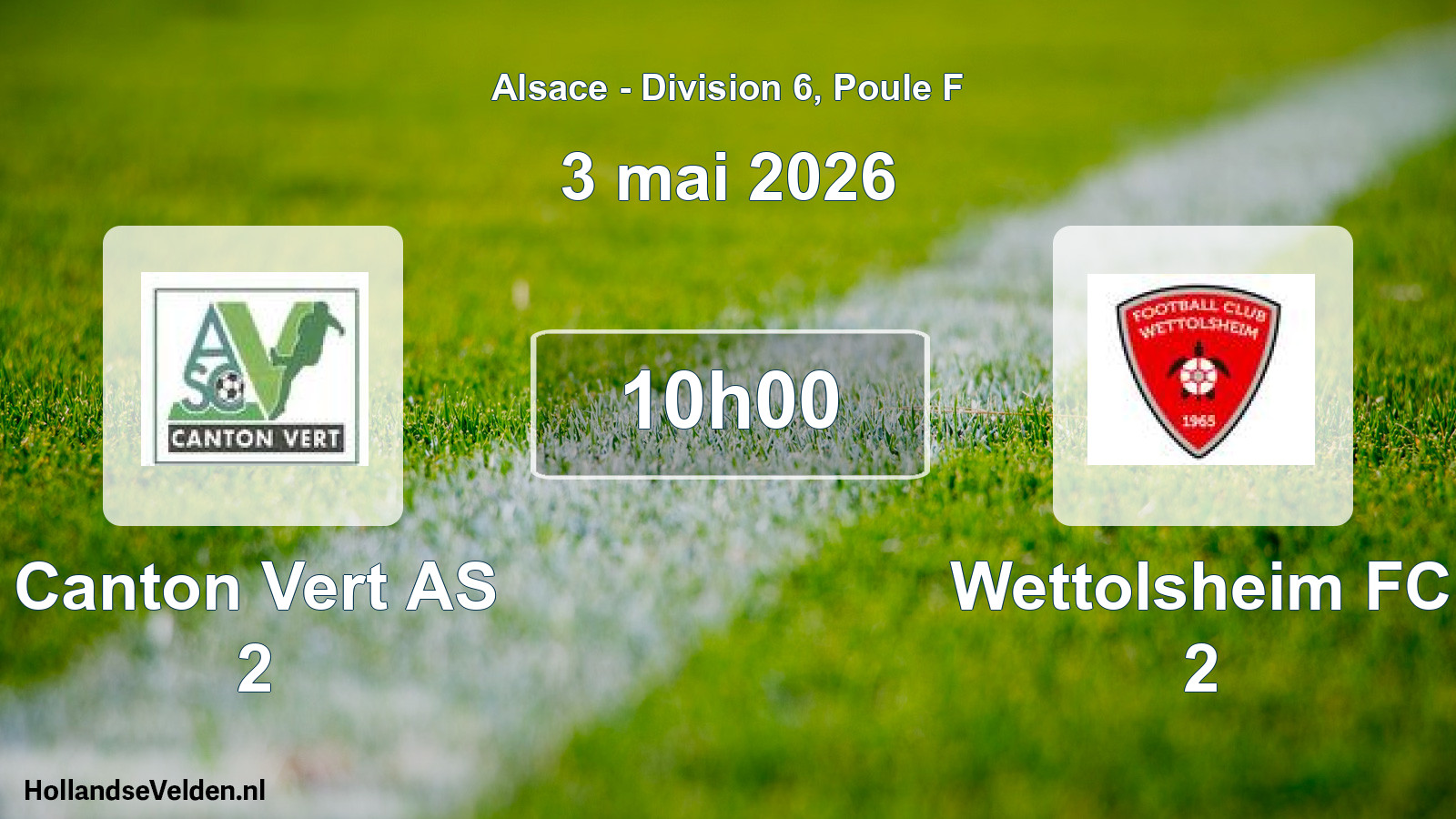 Match programmé: Canton Vert AS 2 - Wettolsheim FC 2 (3 mai 2026)