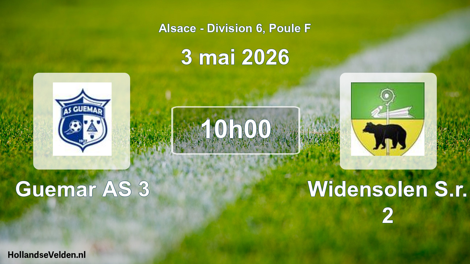 Match programmé: Guemar AS 3 - Widensolen S.r. 2 (3 mai 2026)