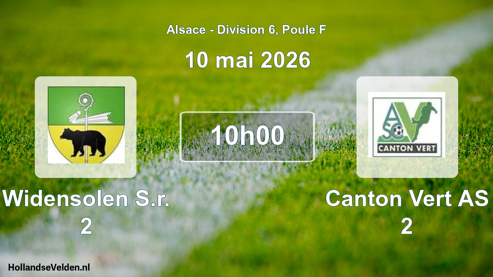 Geplande wedstrijd: Widensolen S.r. 2 - Canton Vert AS 2 (10 mei 2026)