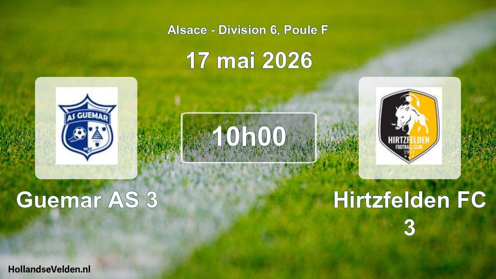 Match programmé: Guemar AS 3 - Hirtzfelden FC 3 (17 mai 2026)