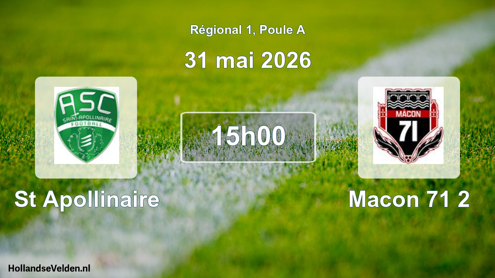 Scheduled Match: St Apollinaire - Macon 71 2 (31 May 2026)
