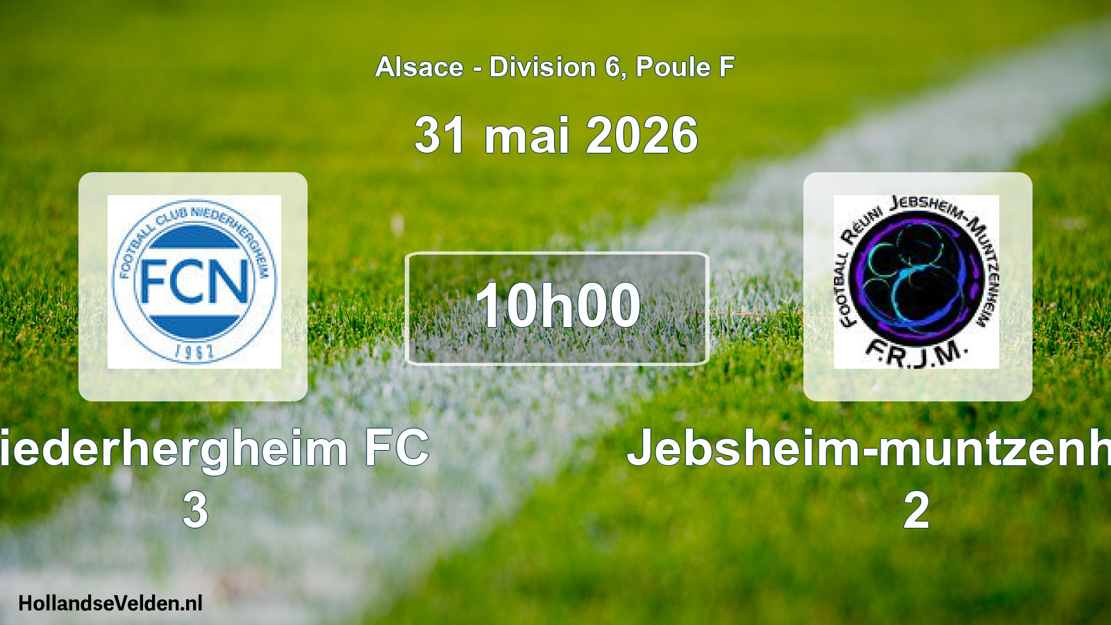 Match programmé: Niederhergheim FC 3 - Jebsheim-muntzenheim 2 (31 mai 2026)