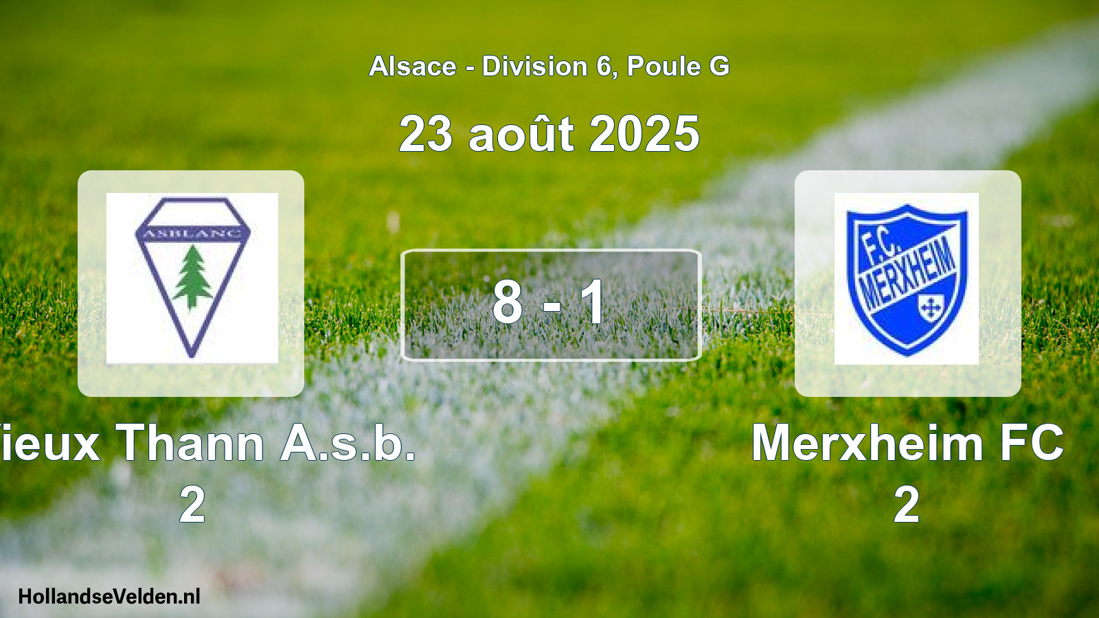 Match joué: Vieux Thann A.s.b. 2 - Merxheim FC 2 8 - 1 (23 août 2025)