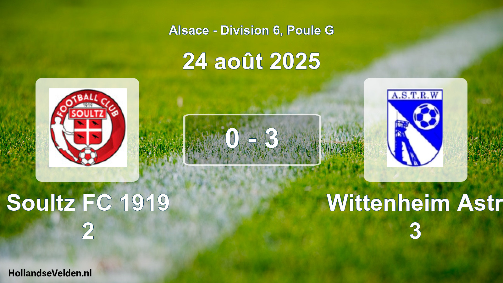 Gespeelde wedstrijd: Soultz FC 1919 2 - Wittenheim Astr 3 0 - 3 (24 augustus 2025)