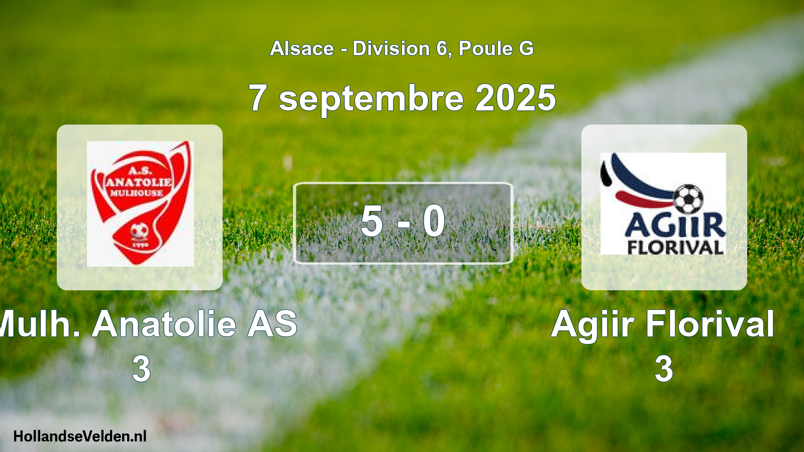 Match joué: Mulh. Anatolie AS 3 - Agiir Florival 3 5 - 0 (7 septembre 2025)