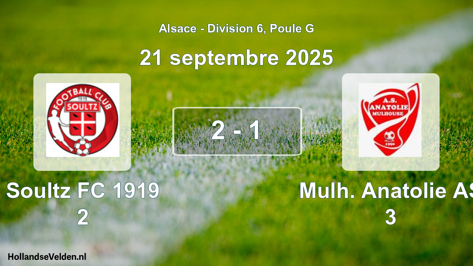 Match joué: Soultz FC 1919 2 - Mulh. Anatolie AS 3 2 - 1 (21 septembre 2025)