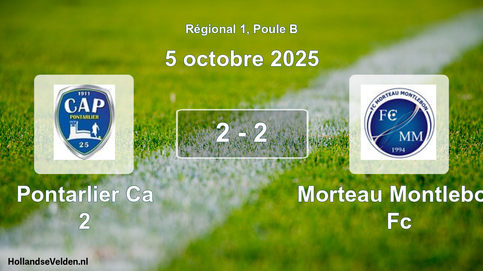 Gespeelde wedstrijd: Pontarlier Ca 2 - Morteau Montlebon Fc 2 - 2 (5 oktober 2025)