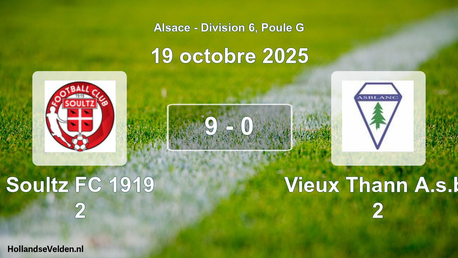 Gespeelde wedstrijd: Soultz FC 1919 2 - Vieux Thann A.s.b. 2 9 - 0 (19 oktober 2025)