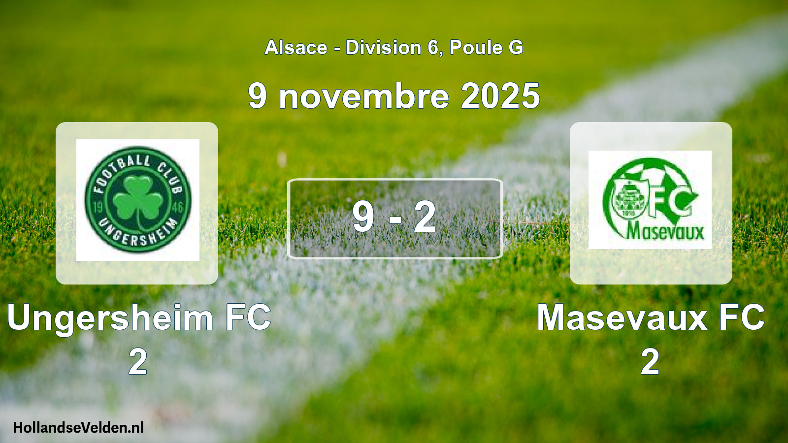 Match joué: Ungersheim FC 2 - Masevaux FC 2 9 - 2 (9 novembre 2025)