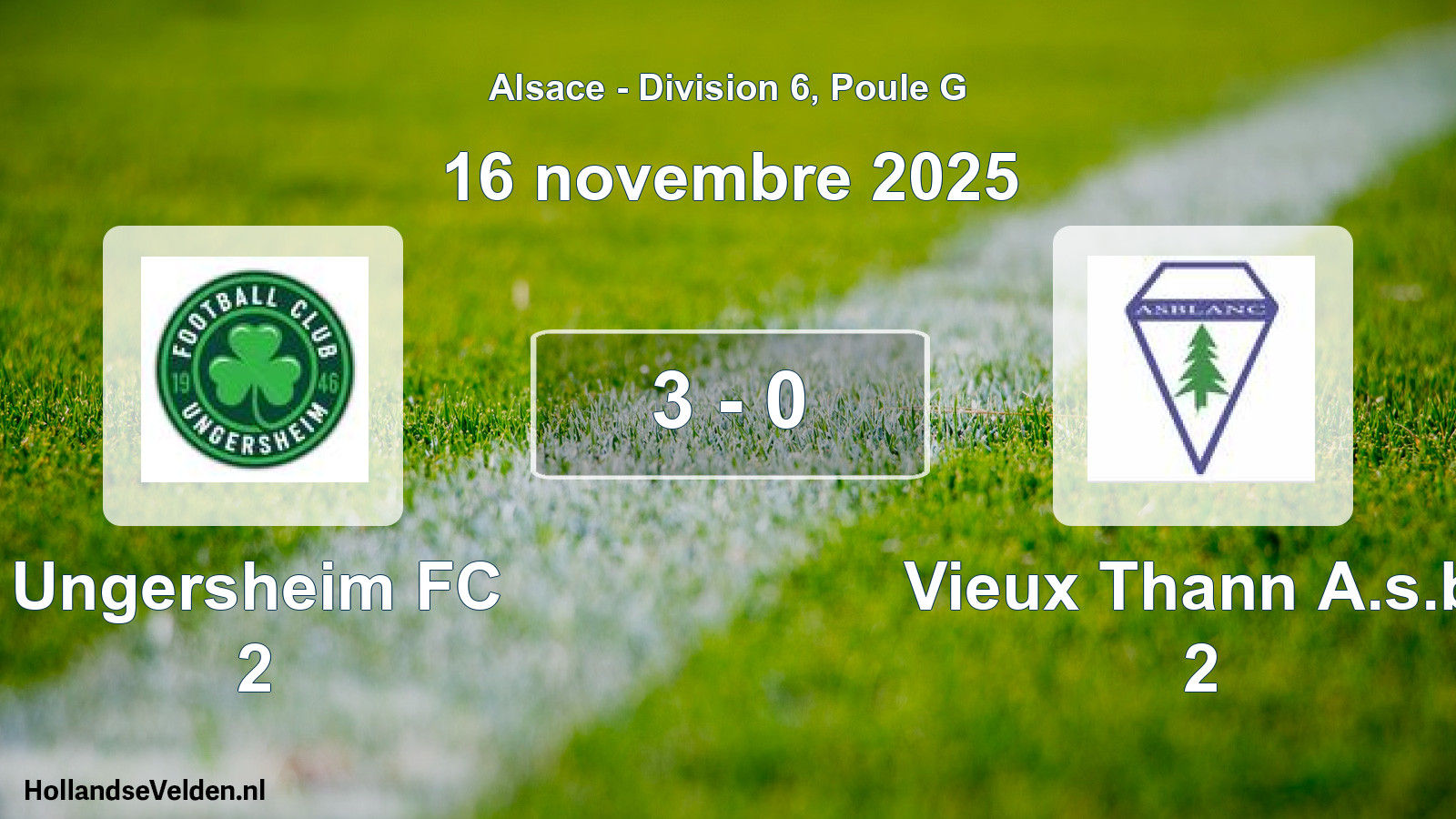 Match joué: Ungersheim FC 2 - Vieux Thann A.s.b. 2 3 - 0 (16 novembre 2025)