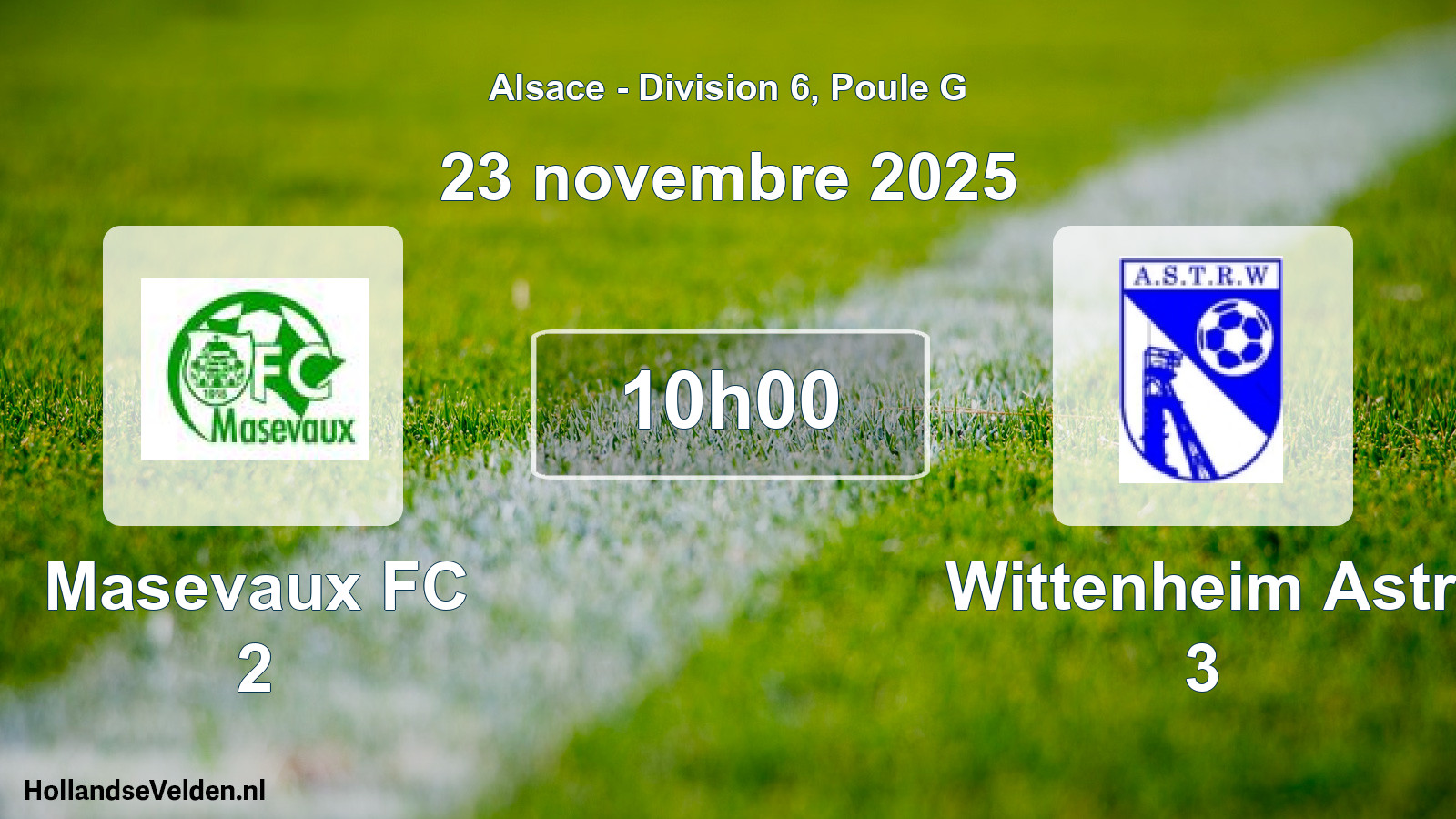 Match programmé: Masevaux FC 2 - Wittenheim Astr 3 (23 novembre 2025)