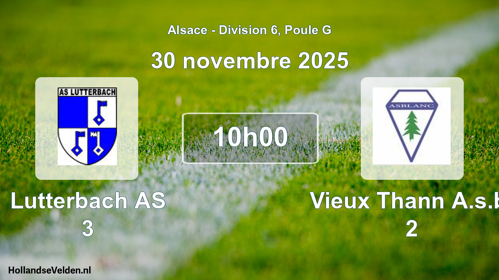 Match programmé: Lutterbach AS 3 - Vieux Thann A.s.b. 2 (30 novembre 2025)