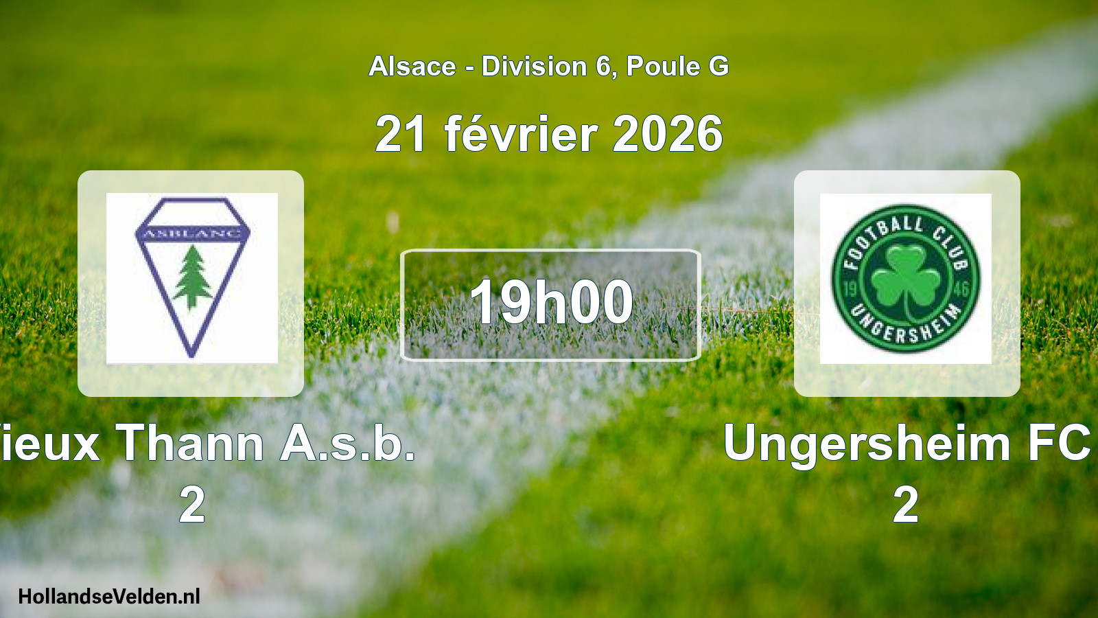 Match programmé: Vieux Thann A.s.b. 2 - Ungersheim FC 2 (21 février 2026)