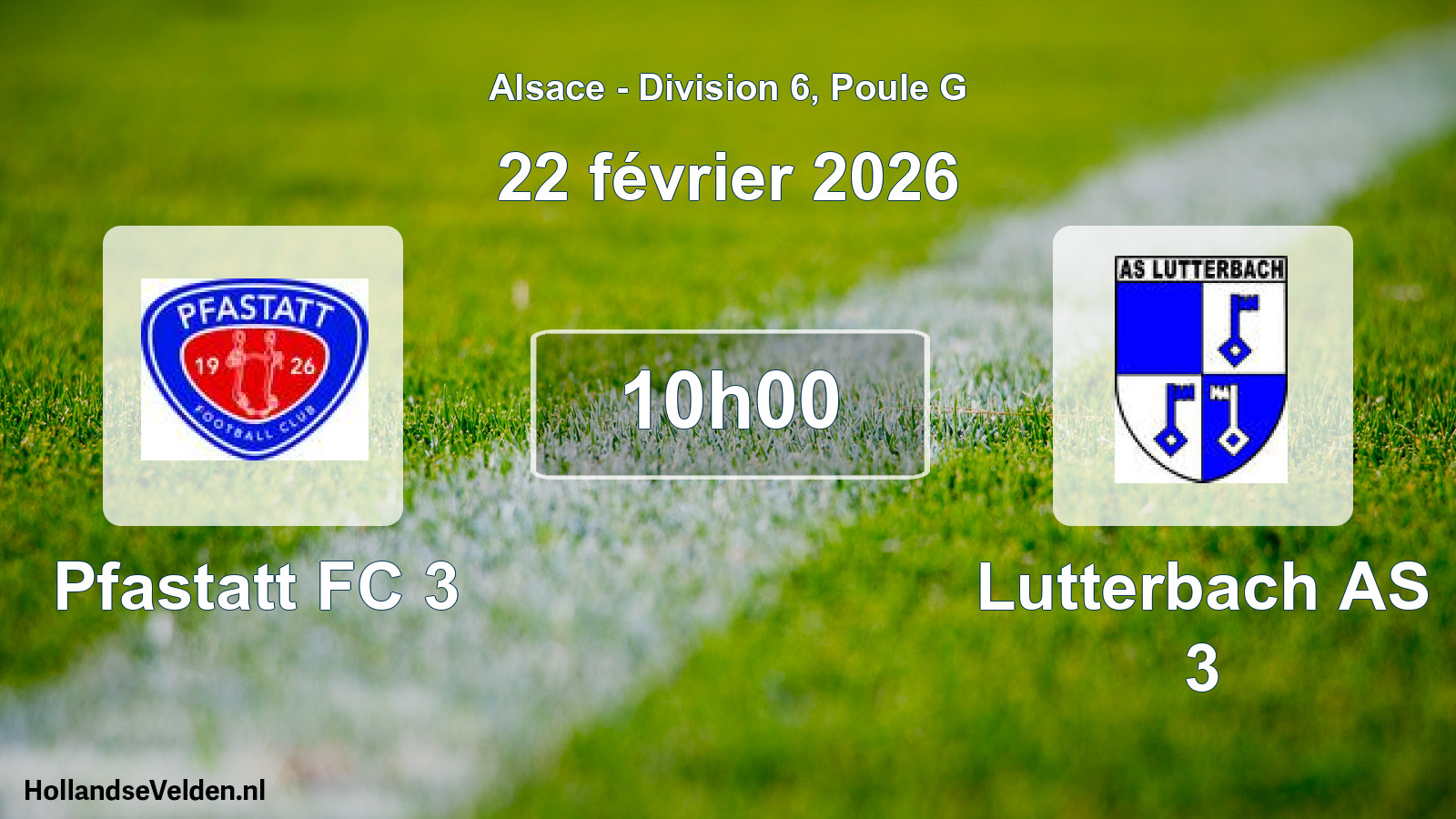 Match programmé: Pfastatt FC 3 - Lutterbach AS 3 (22 février 2026)