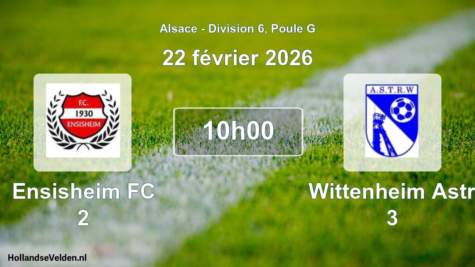 Match programmé: Ensisheim FC 2 - Wittenheim Astr 3 (22 février 2026)