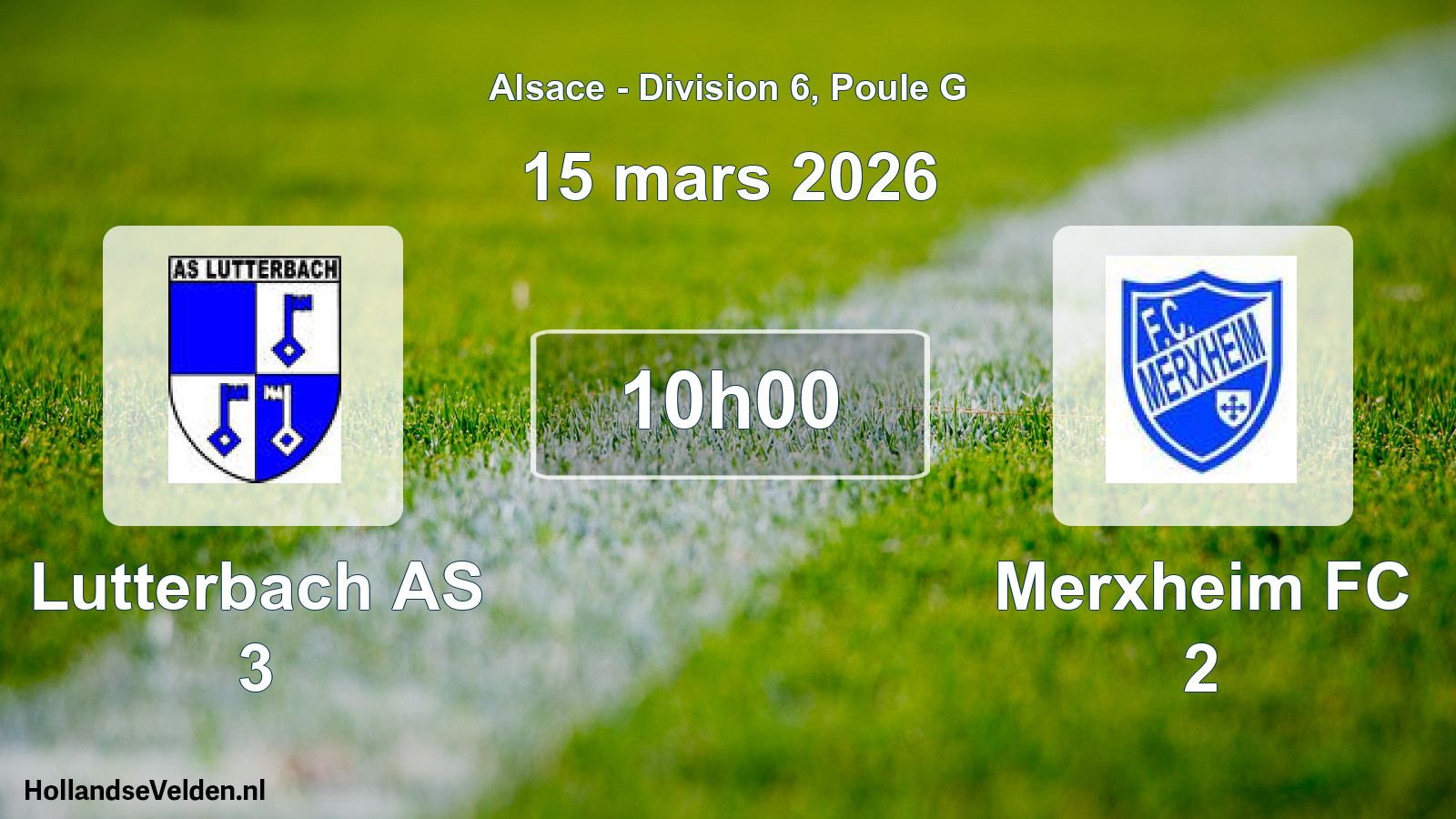 Match programmé: Lutterbach AS 3 - Merxheim FC 2 (15 mars 2026)
