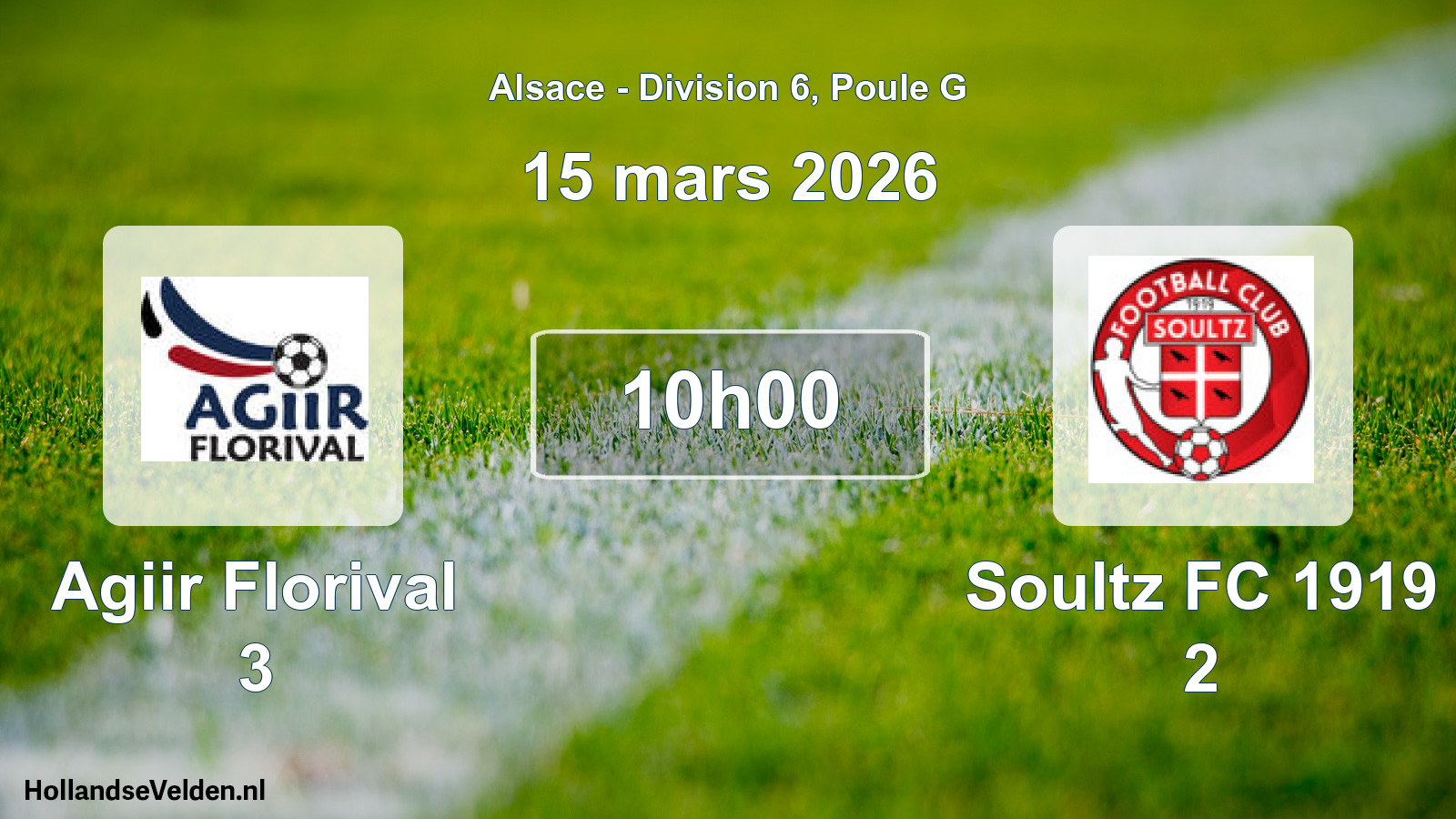 Scheduled Match: Agiir Florival 3 - Soultz FC 1919 2 (15 March 2026)