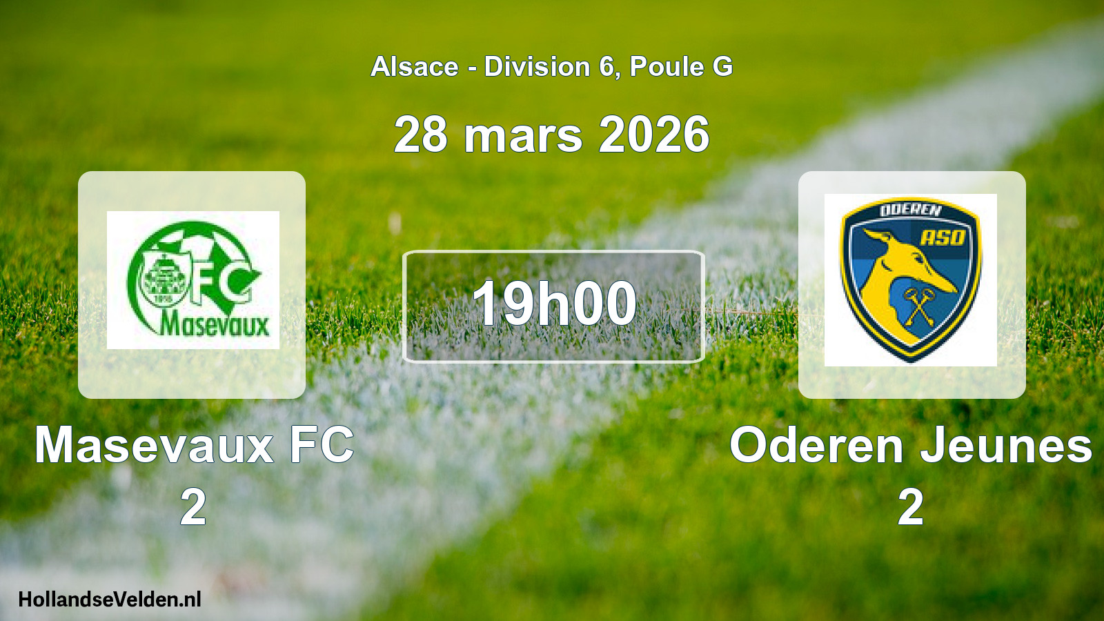 Match programmé: Masevaux FC 2 - Oderen Jeunes 2 (28 mars 2026)