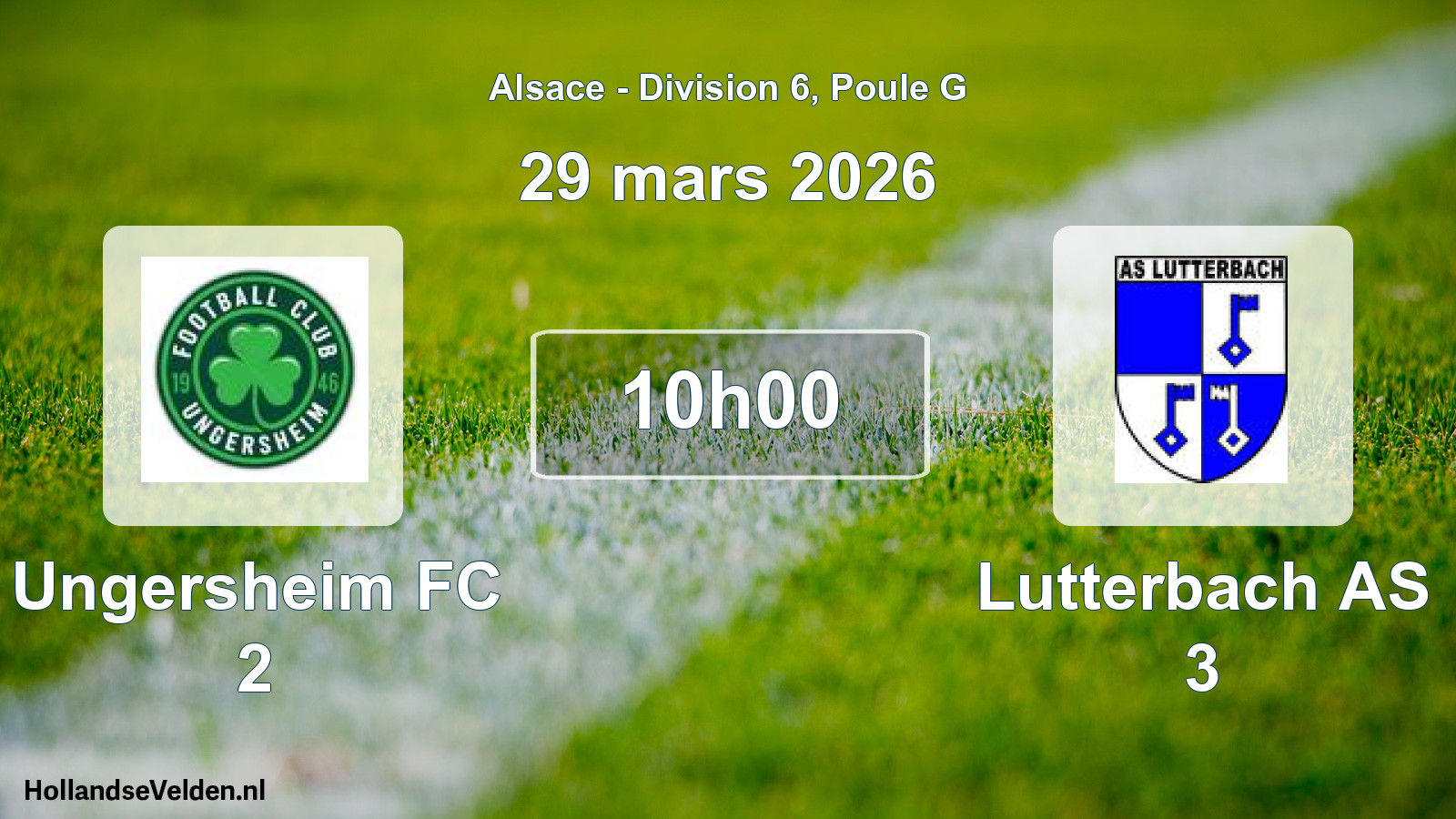 Match programmé: Ungersheim FC 2 - Lutterbach AS 3 (29 mars 2026)
