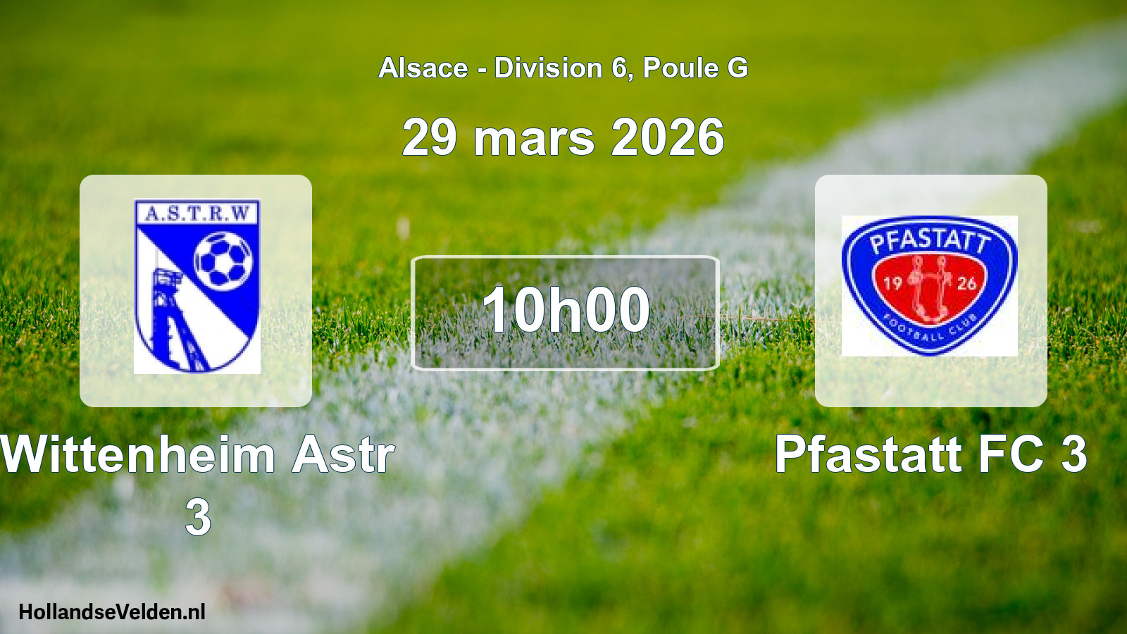 Match programmé: Wittenheim Astr 3 - Pfastatt FC 3 (29 mars 2026)