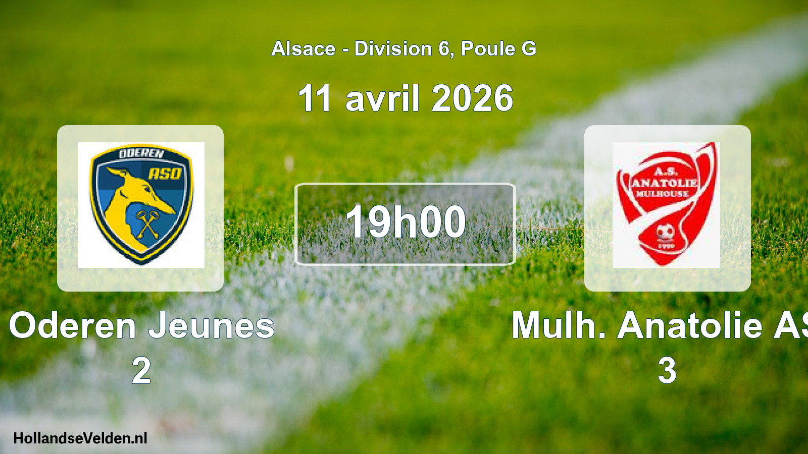 Match programmé: Oderen Jeunes 2 - Mulh. Anatolie AS 3 (11 avril 2026)