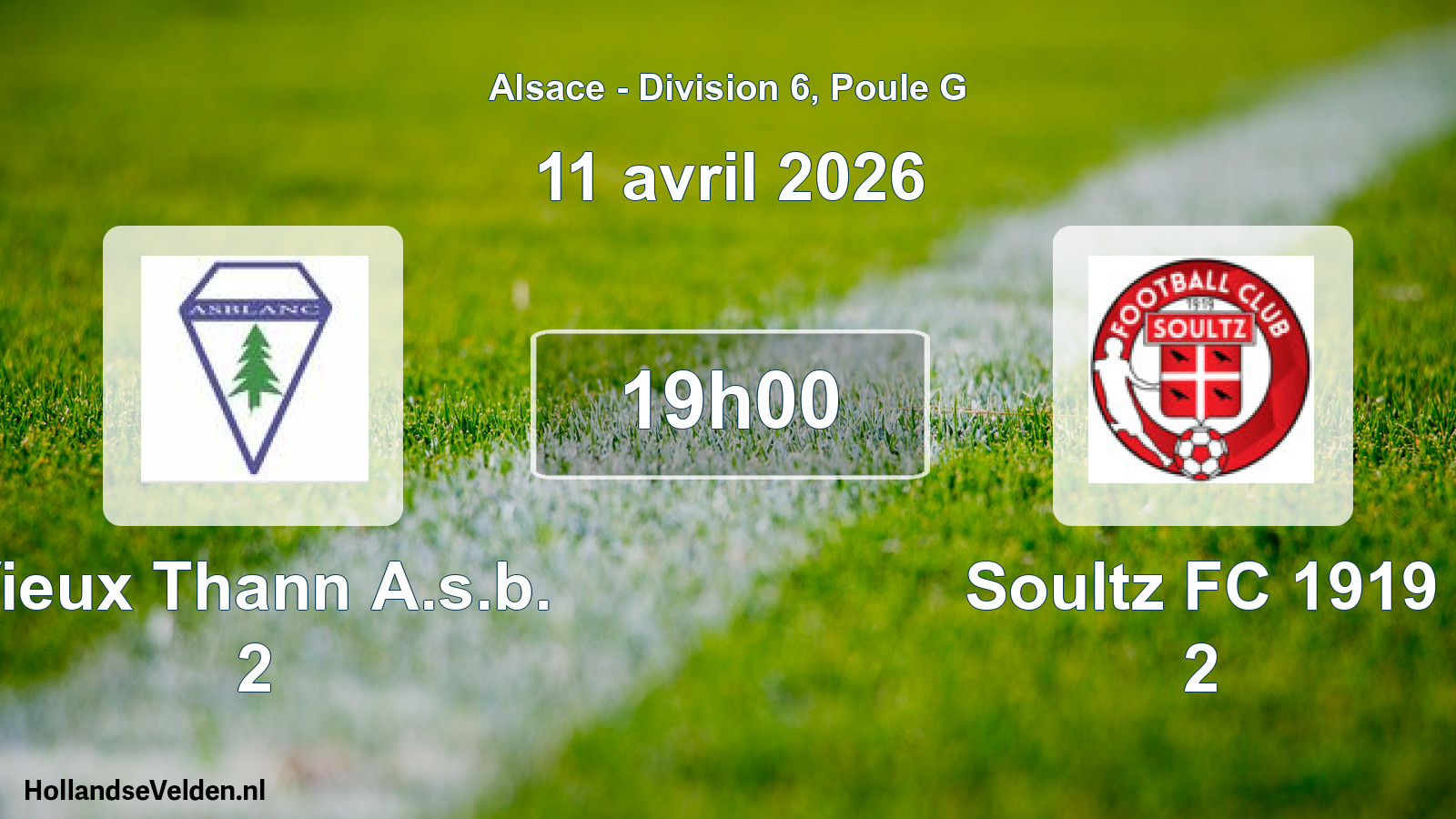 Match programmé: Vieux Thann A.s.b. 2 - Soultz FC 1919 2 (11 avril 2026)