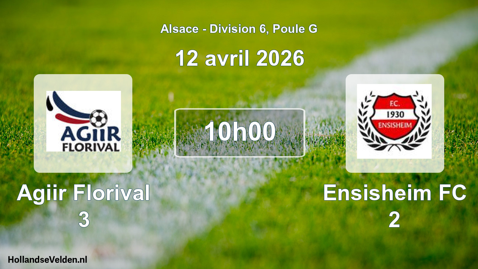 Match programmé: Agiir Florival 3 - Ensisheim FC 2 (12 avril 2026)