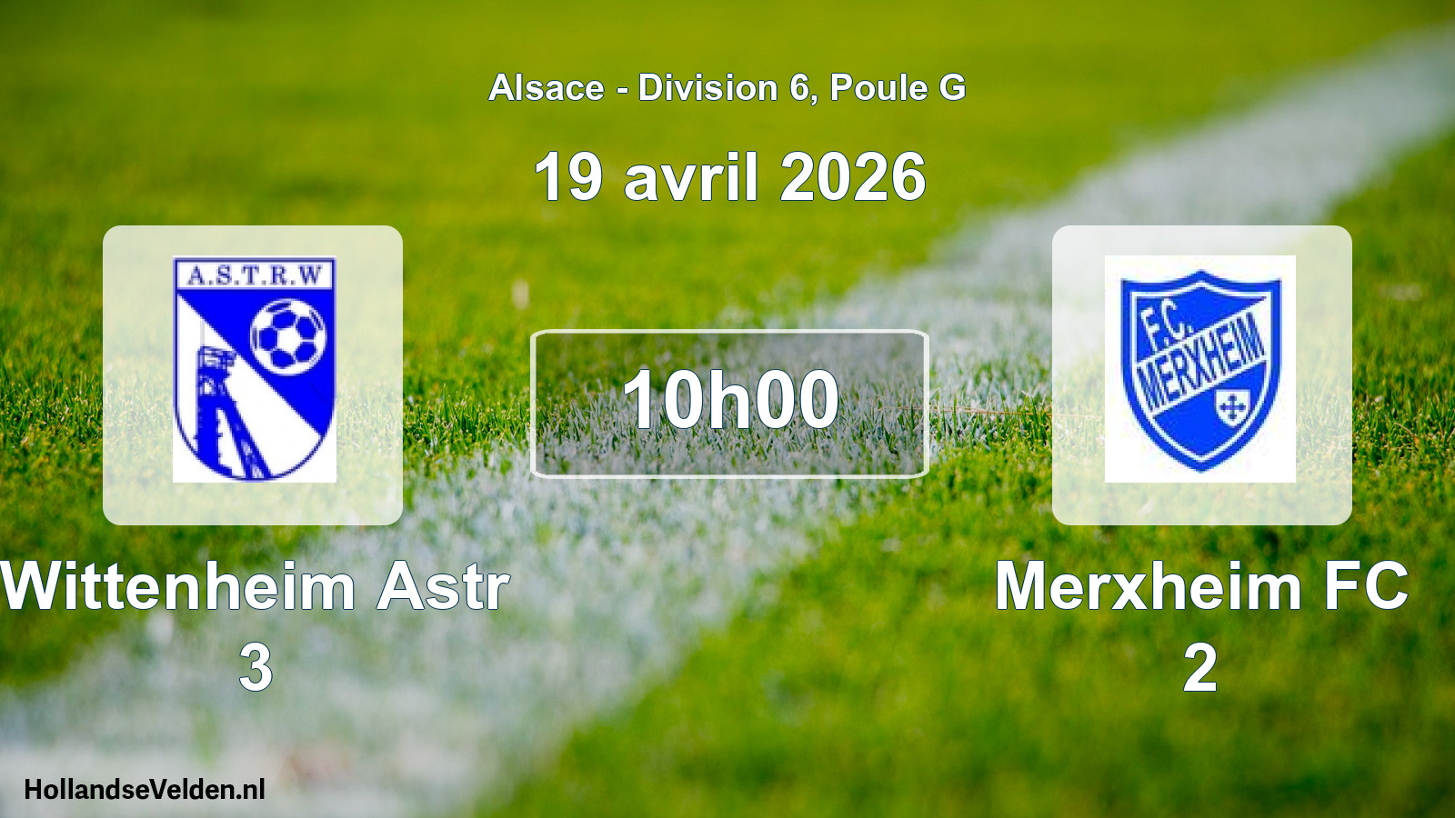 Match programmé: Wittenheim Astr 3 - Merxheim FC 2 (19 avril 2026)