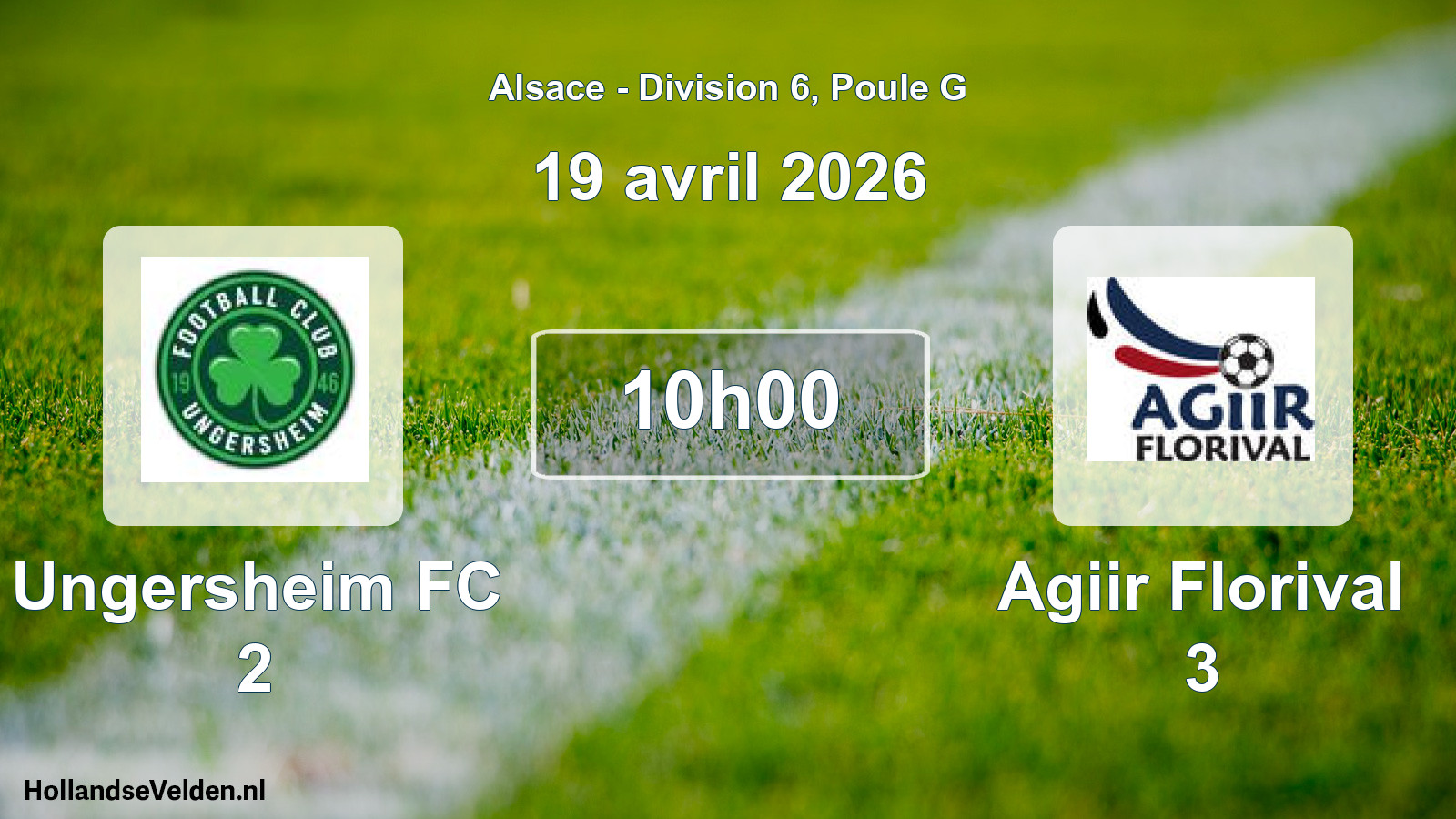 Geplande wedstrijd: Ungersheim FC 2 - Agiir Florival 3 (19 april 2026)