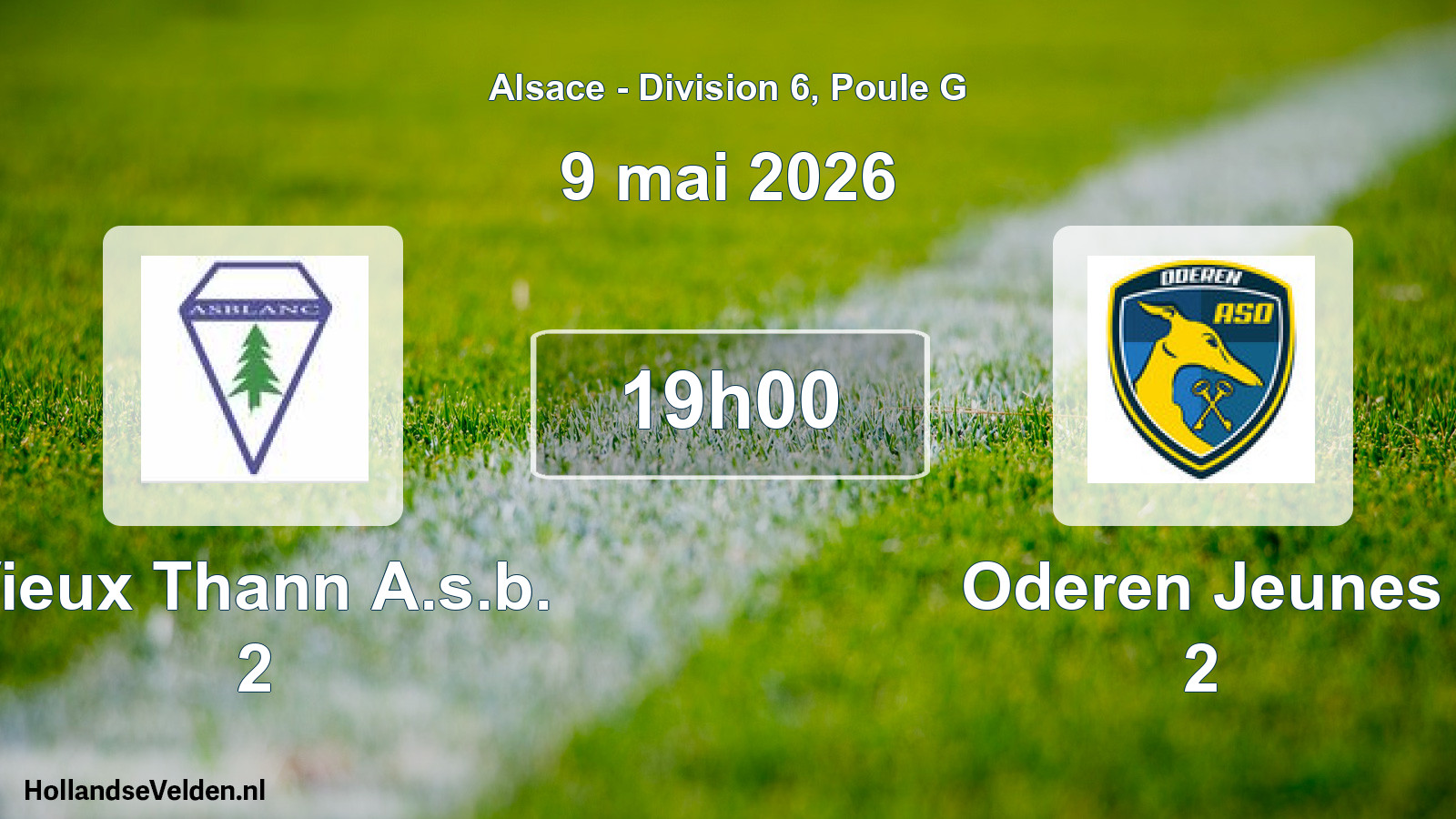 Match programmé: Vieux Thann A.s.b. 2 - Oderen Jeunes 2 (9 mai 2026)