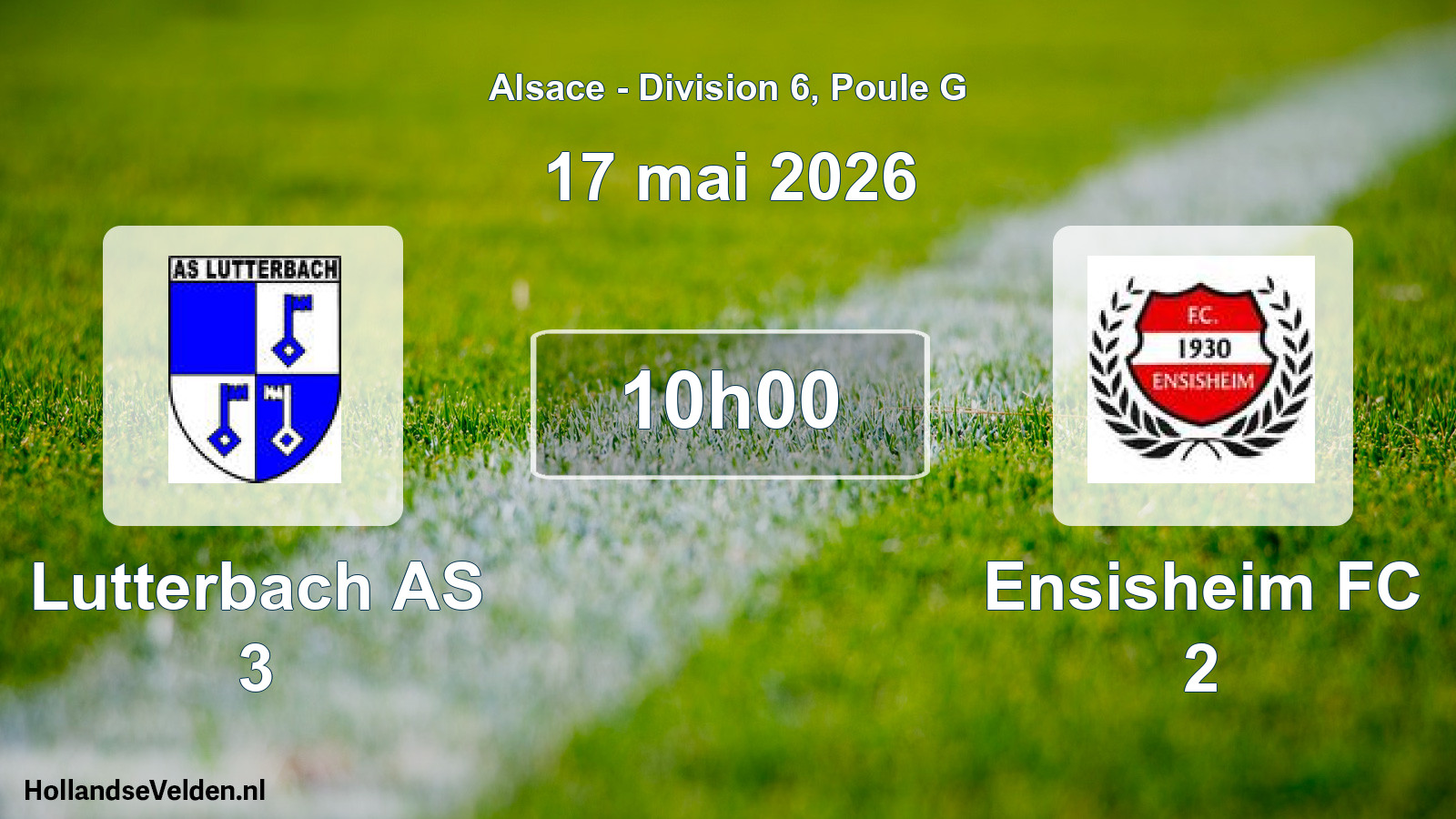 Match programmé: Lutterbach AS 3 - Ensisheim FC 2 (17 mai 2026)