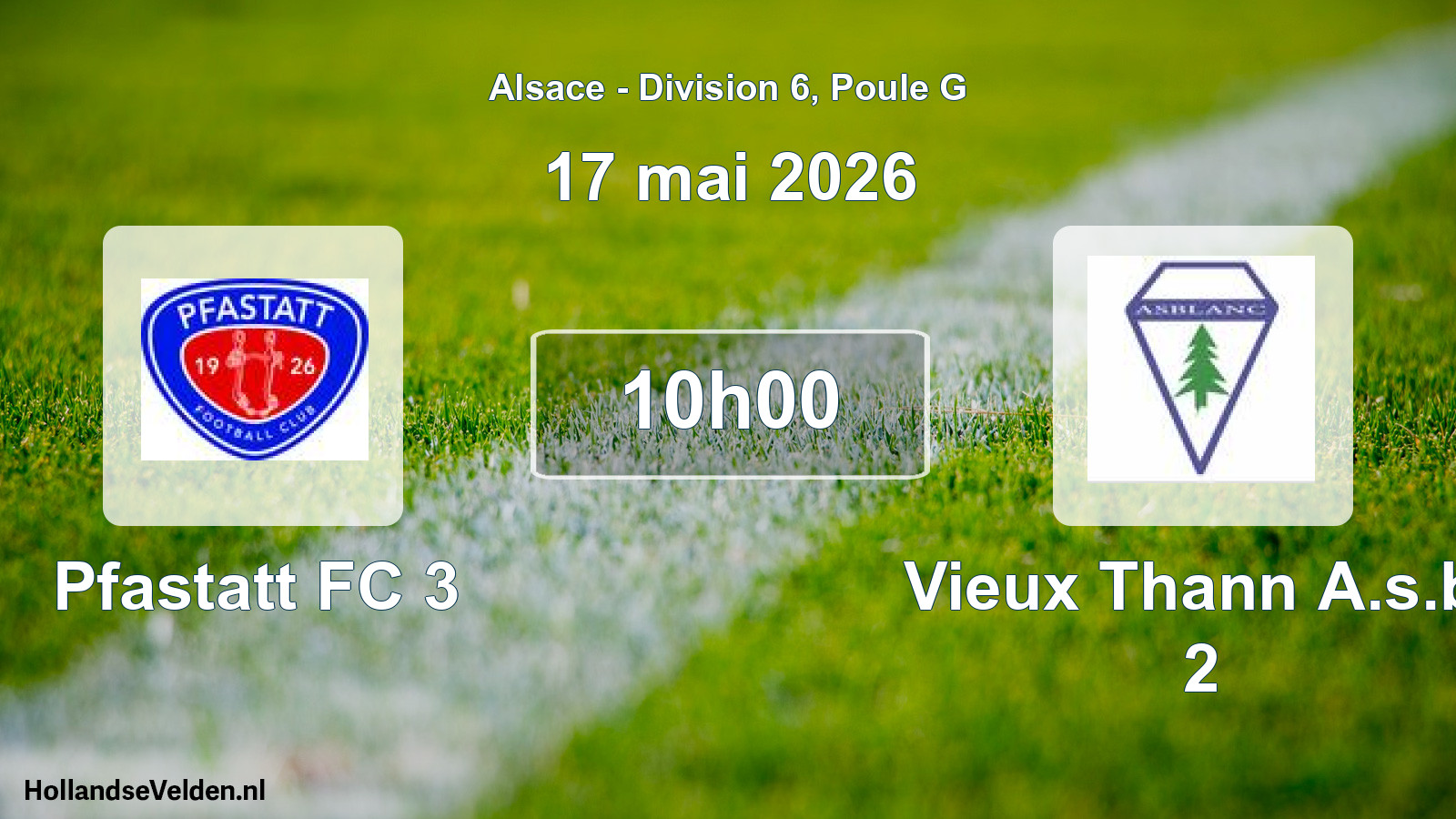 Geplande wedstrijd: Pfastatt FC 3 - Vieux Thann A.s.b. 2 (17 mei 2026)