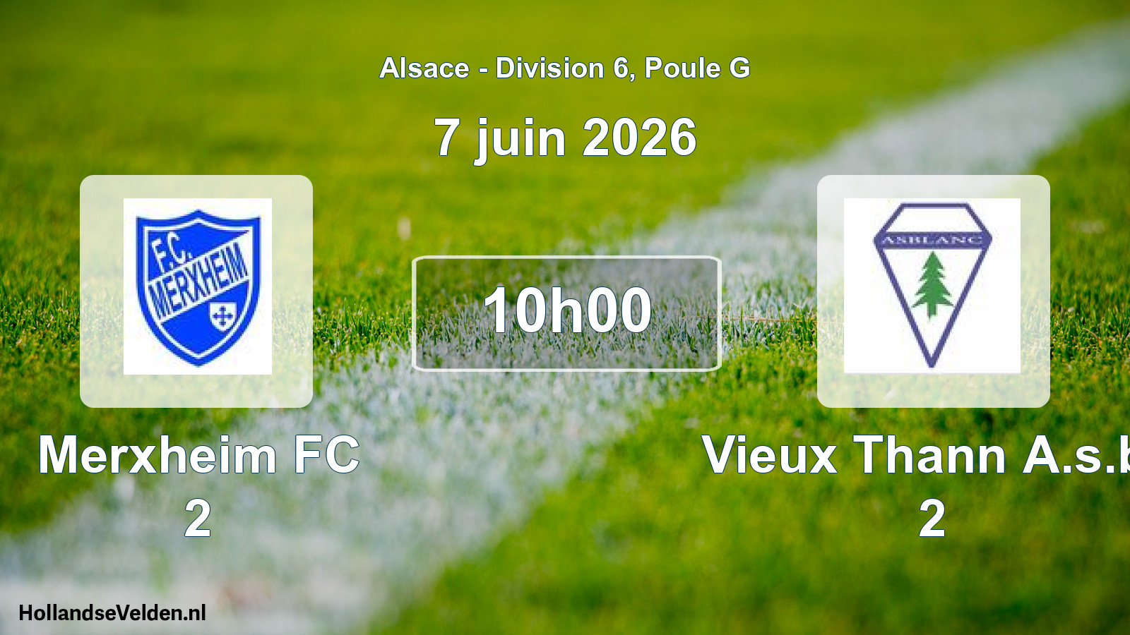 Match programmé: Merxheim FC 2 - Vieux Thann A.s.b. 2 (7 juin 2026)