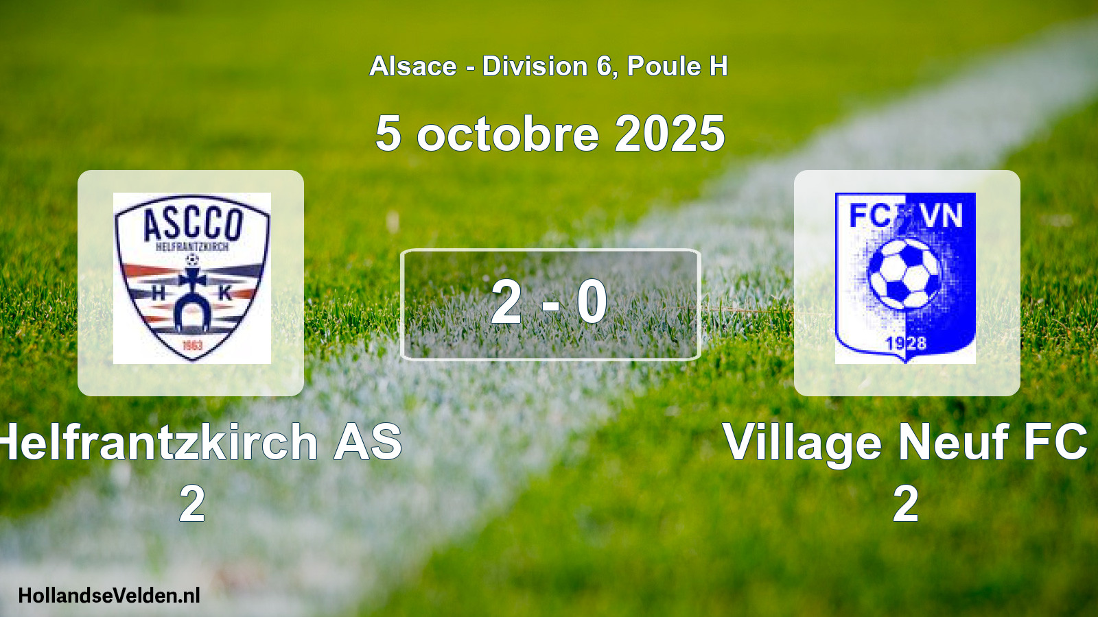 Match joué: Helfrantzkirch AS 2 - Village Neuf FC 2 2 - 0 (5 octobre 2025)