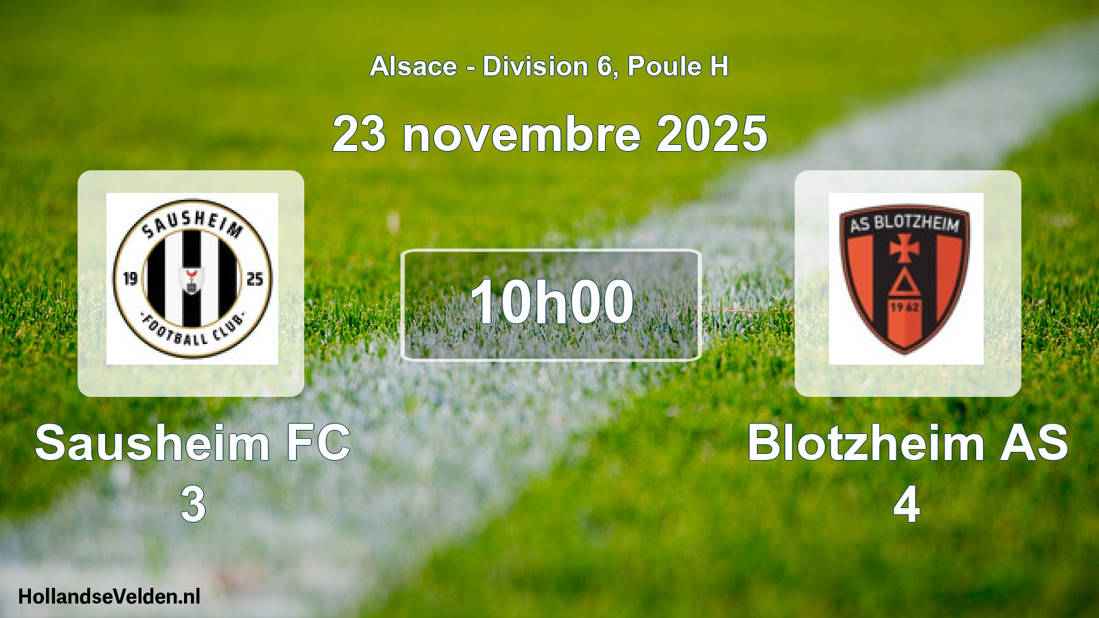 Match programmé: Sausheim FC 3 - Blotzheim AS 4 (23 novembre 2025)