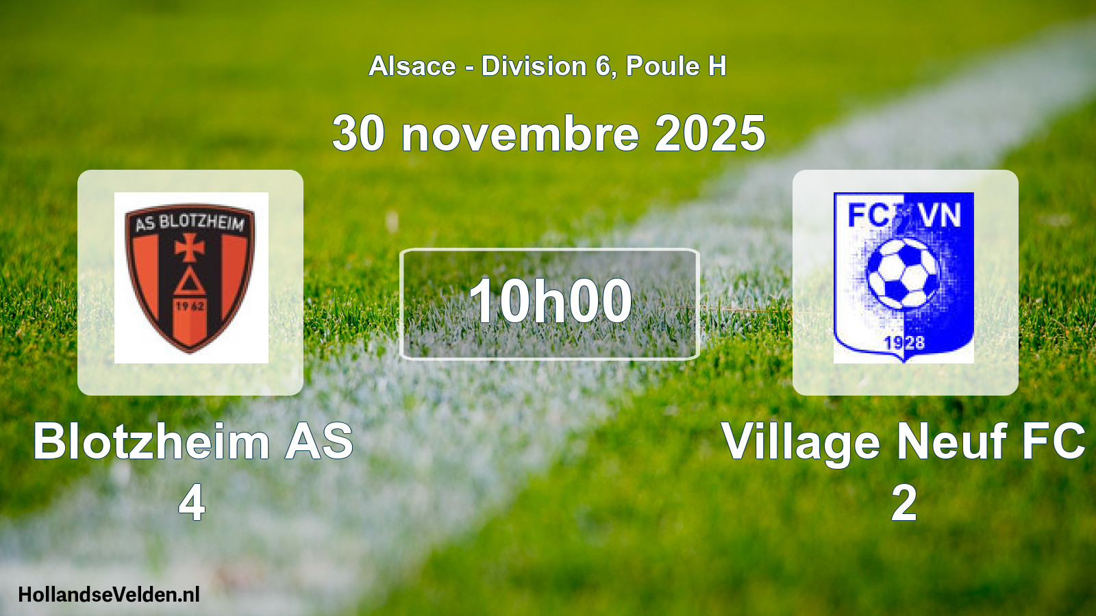 Match programmé: Blotzheim AS 4 - Village Neuf FC 2 (30 novembre 2025)