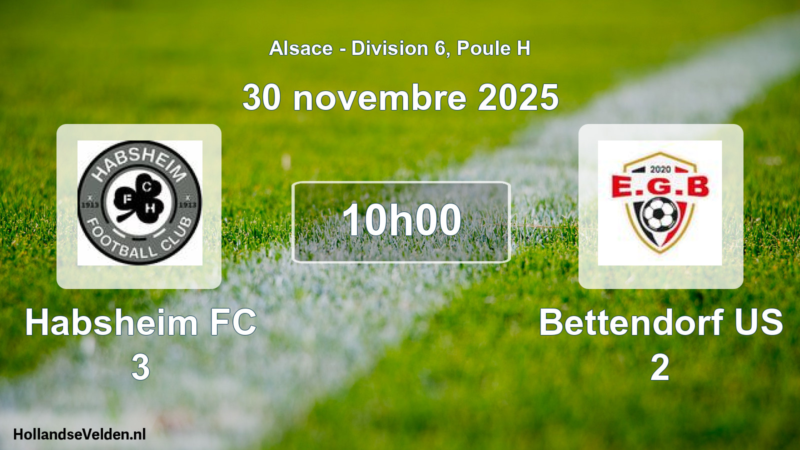 Match programmé: Habsheim FC 3 - Bettendorf US 2 (30 novembre 2025)