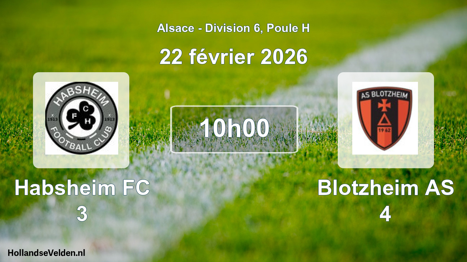 Match programmé: Habsheim FC 3 - Blotzheim AS 4 (22 février 2026)