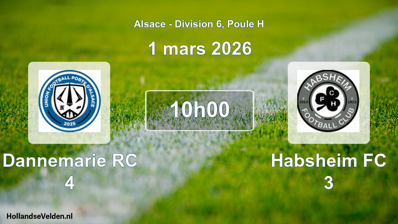 Match programmé: Dannemarie RC 4 - Habsheim FC 3 (1 mars 2026)