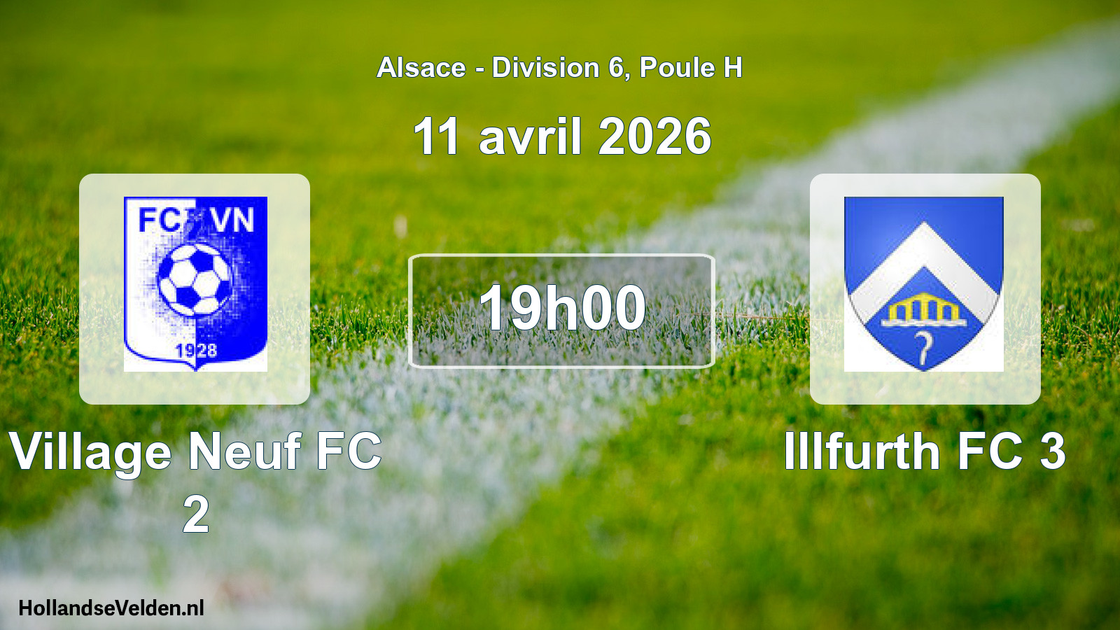 Match programmé: Village Neuf FC 2 - Illfurth FC 3 (11 avril 2026)