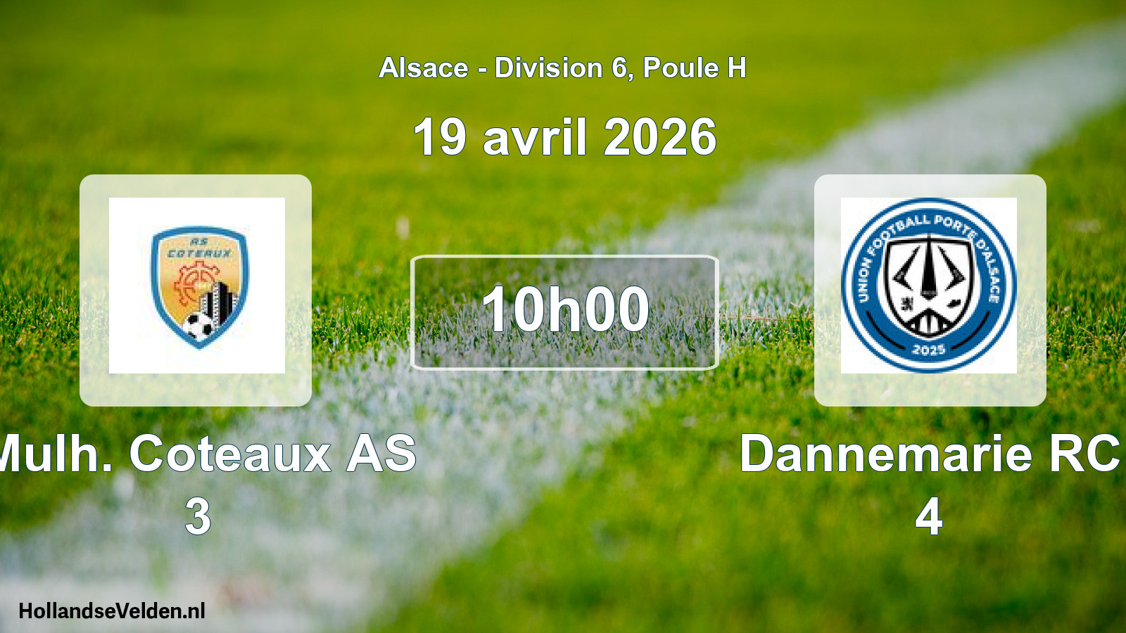 Match programmé: Mulh. Coteaux AS 3 - Dannemarie RC 4 (19 avril 2026)