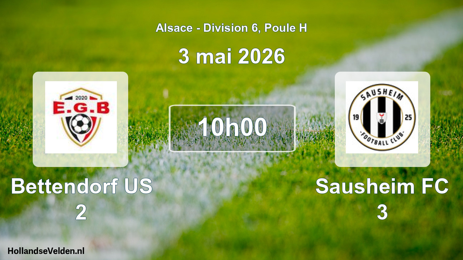 Match programmé: Bettendorf US 2 - Sausheim FC 3 (3 mai 2026)