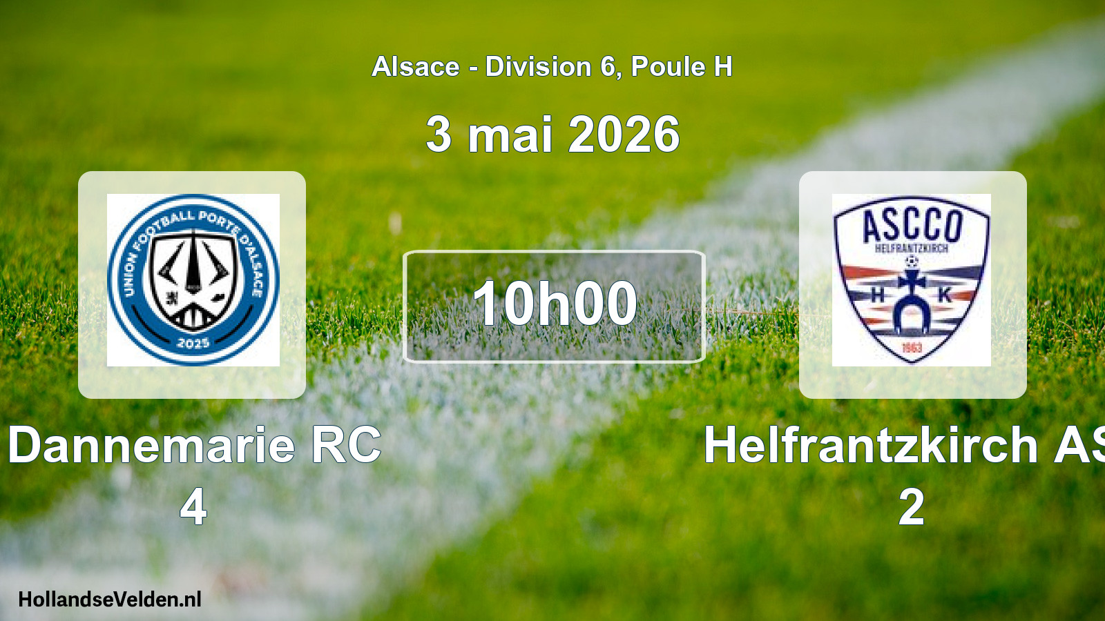 Match programmé: Dannemarie RC 4 - Helfrantzkirch AS 2 (3 mai 2026)