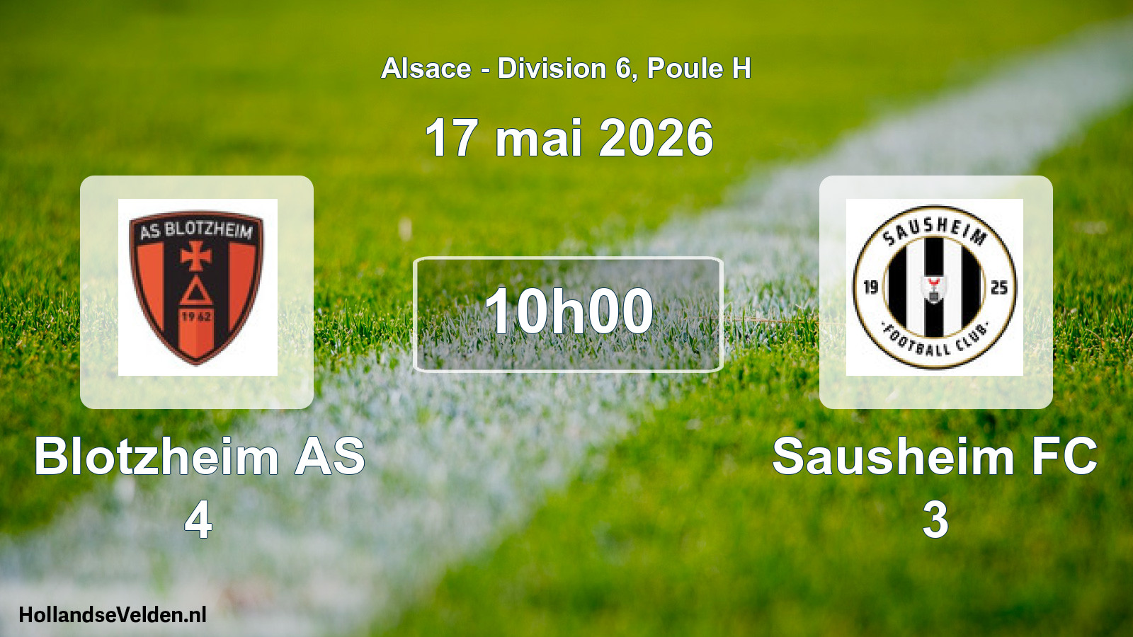 Match programmé: Blotzheim AS 4 - Sausheim FC 3 (17 mai 2026)
