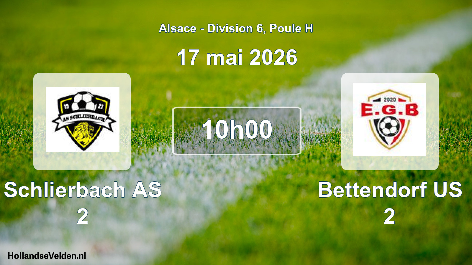 Match programmé: Schlierbach AS 2 - Bettendorf US 2 (17 mai 2026)