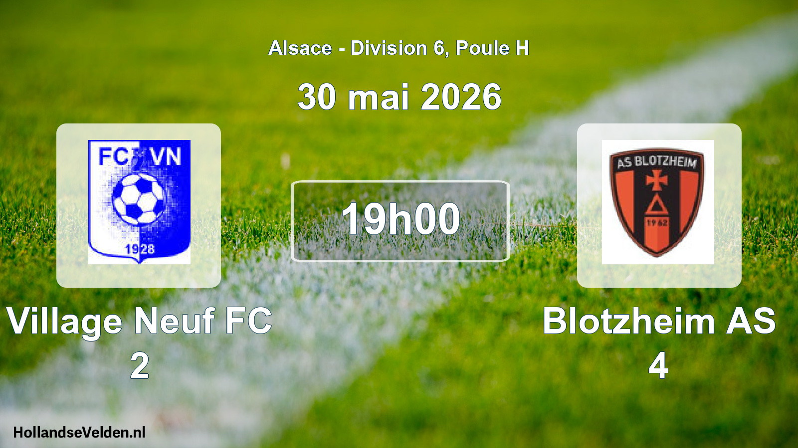Match programmé: Village Neuf FC 2 - Blotzheim AS 4 (30 mai 2026)