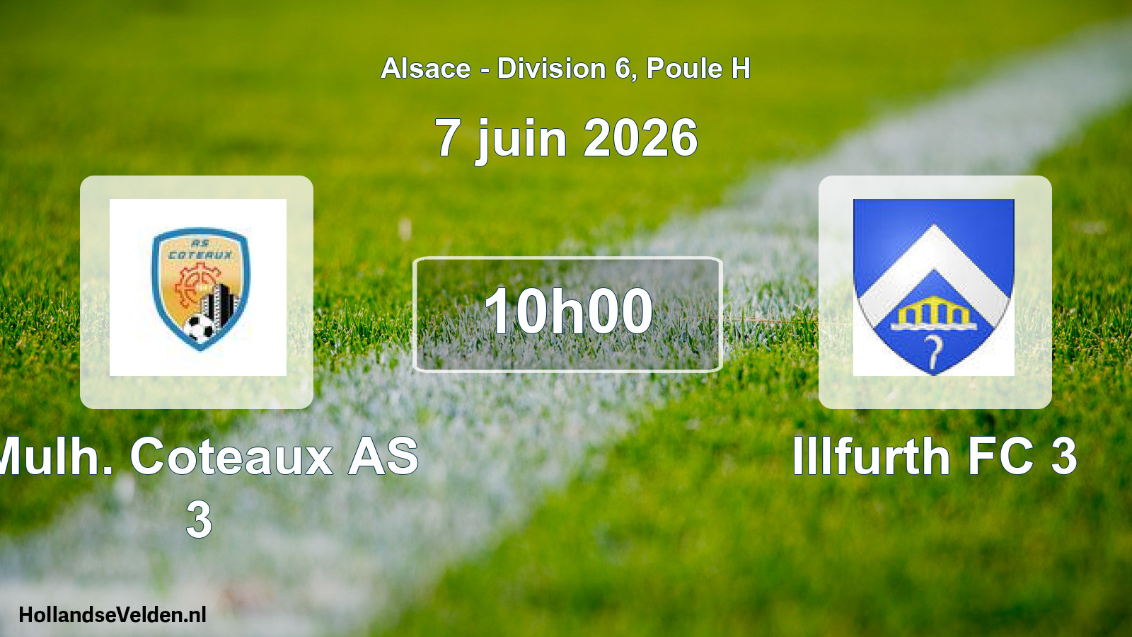 Match programmé: Mulh. Coteaux AS 3 - Illfurth FC 3 (7 juin 2026)